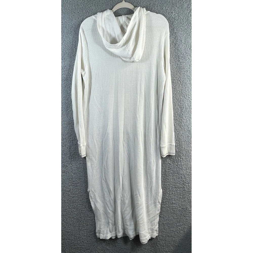 DKNY Womens L White Waffle‎ Knit Hooded Sleep Shirt Lounge Dress - Picture 2 of 11